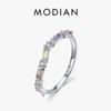 MODIAN 925 Sterling Silver Multicolor CZ Charm Simple Finger Ring For Women Fashion Silver Fine Jewelry