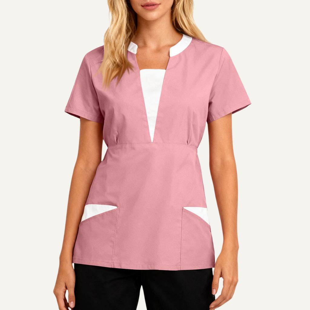 Women's Loose And Comfort V-Neck Casual Work Clothes Top Short Sleeve Shirt