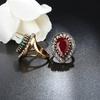 Antique Teardrop Resin Shiny Rhinestone Inlaid Finger Ring Women Jewelry Gift