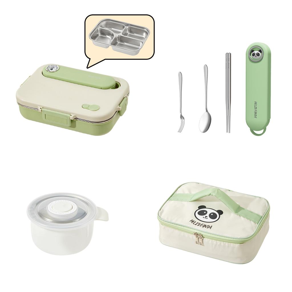 Capybara 304 Stainless Steel Divided Lunch Box With Bowl & Cutlery Microwave Students Portable Large Capacity Bento Box