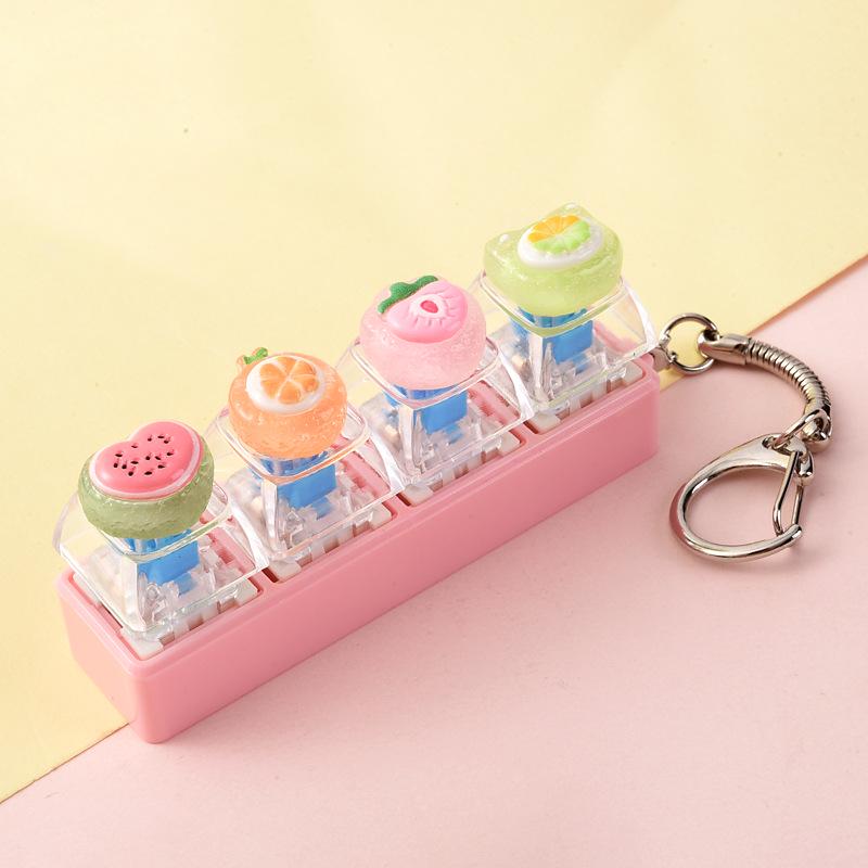 Cute Sticker DIY Button Squeeze Toy Keychain - Stress Relief Pendant