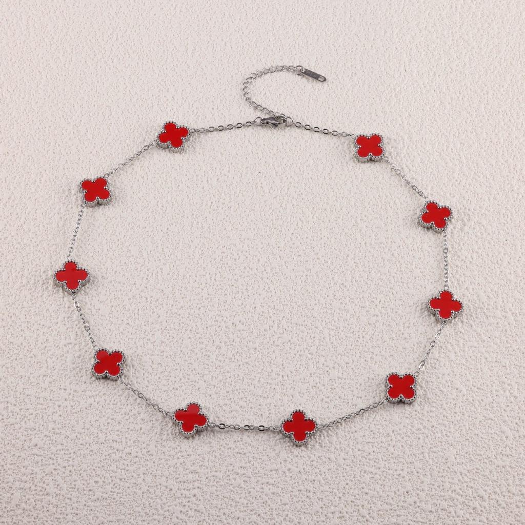 13 мм стальное ожерелье с клевером Ten Flower, цепочка на ключицу, модные и сохраняющие цвет украшения