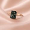 Кольцо с моховым агатом изумрудной огранки: Свадебное кольцо для ношения в комплекте с другими, с покрытием из розового золота: Свадебные украшения из кубического циркония для женщин