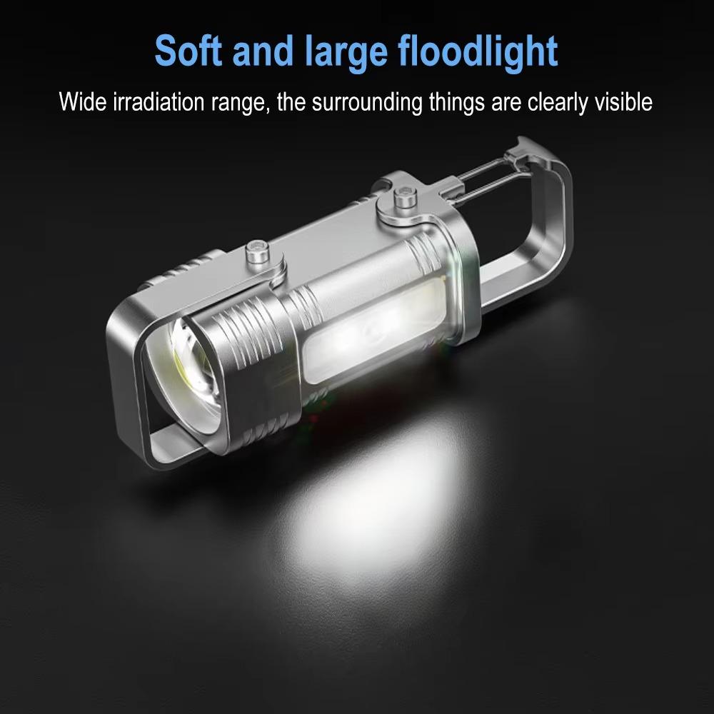 Multifunctional Keychain Flashlights USB Rechargeable Mini Flashlight  Outdoor Hiking Camping