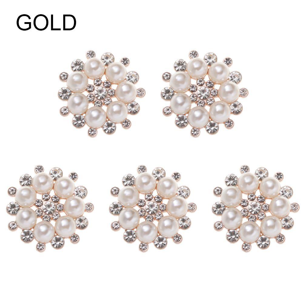 5Pcs Fashion Hairpin Bag Crystal Glass Stone Pearl Flower Buttons Rhinestone Buttons Sewing Buttons