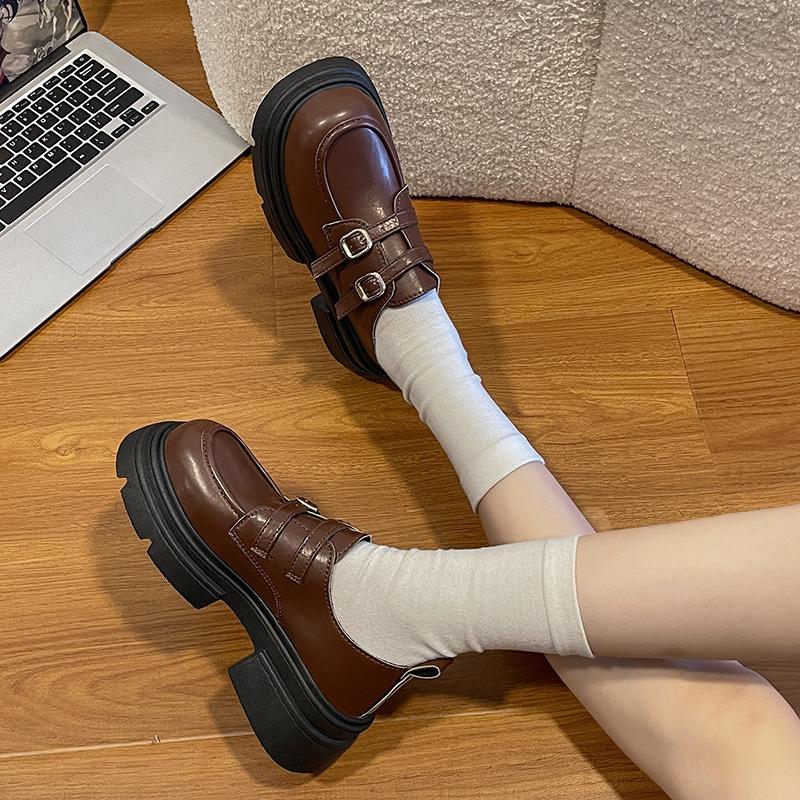 Лоферы в студенческом стиле, осенняя женская обувь в британском стиле, черные фирменные кожаные туфли с мягкой подошвой, новые удобные рабочие туфли в стиле ретро