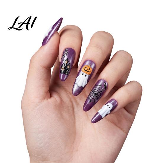 Gothic Nail Art Accessories Women Stickers for Halloween Spooky Ghost Pumpkin Spider Web Bat DIY Manicure Thorns Decal Supplies Holiday Party