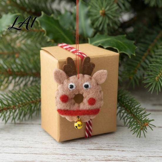 Soft Fluffy Christmas Tree Pendants Felt Ornament Handmade Wool Santa Claus Elf Snowman Creative Holiday Window Decorations Hanging Decor