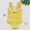 Girls' Polka Dot Swimsuit: Small & Medium, Ruffled Shoulder Strap, Bow-Accent One-Piece