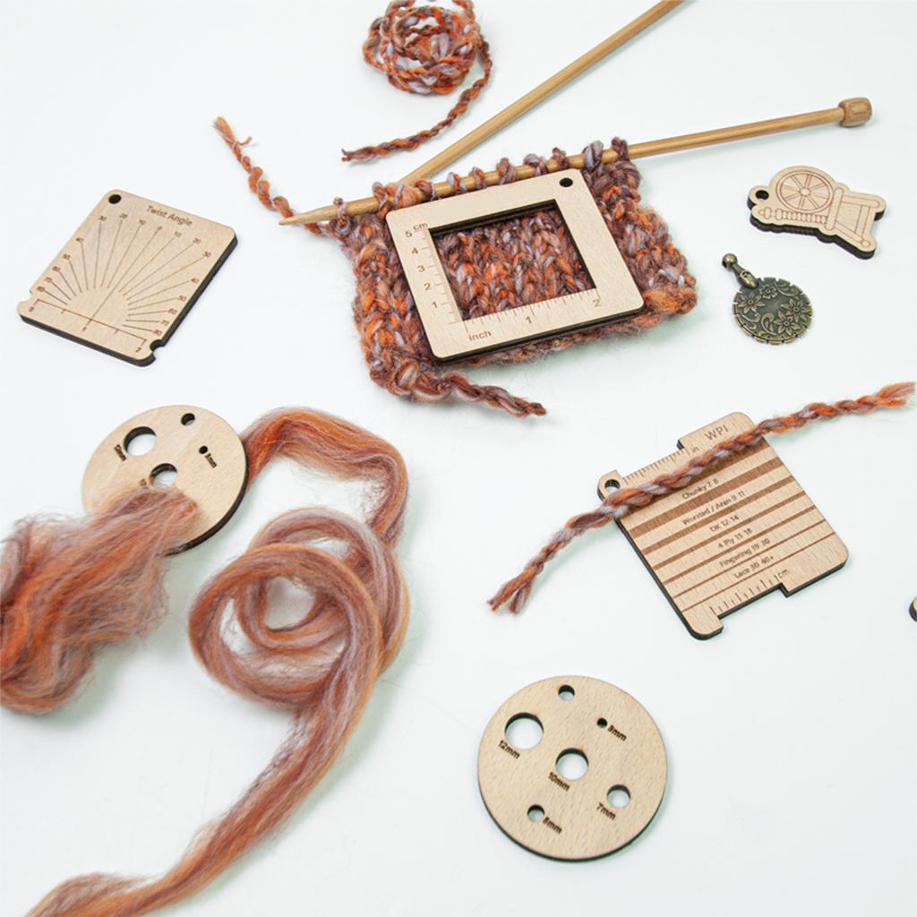 Деревянный измеритель плотности вязания, пряжи, кардеры для шерсти, инструмент для вязания, крючком, набор инструментов для измерения вязания