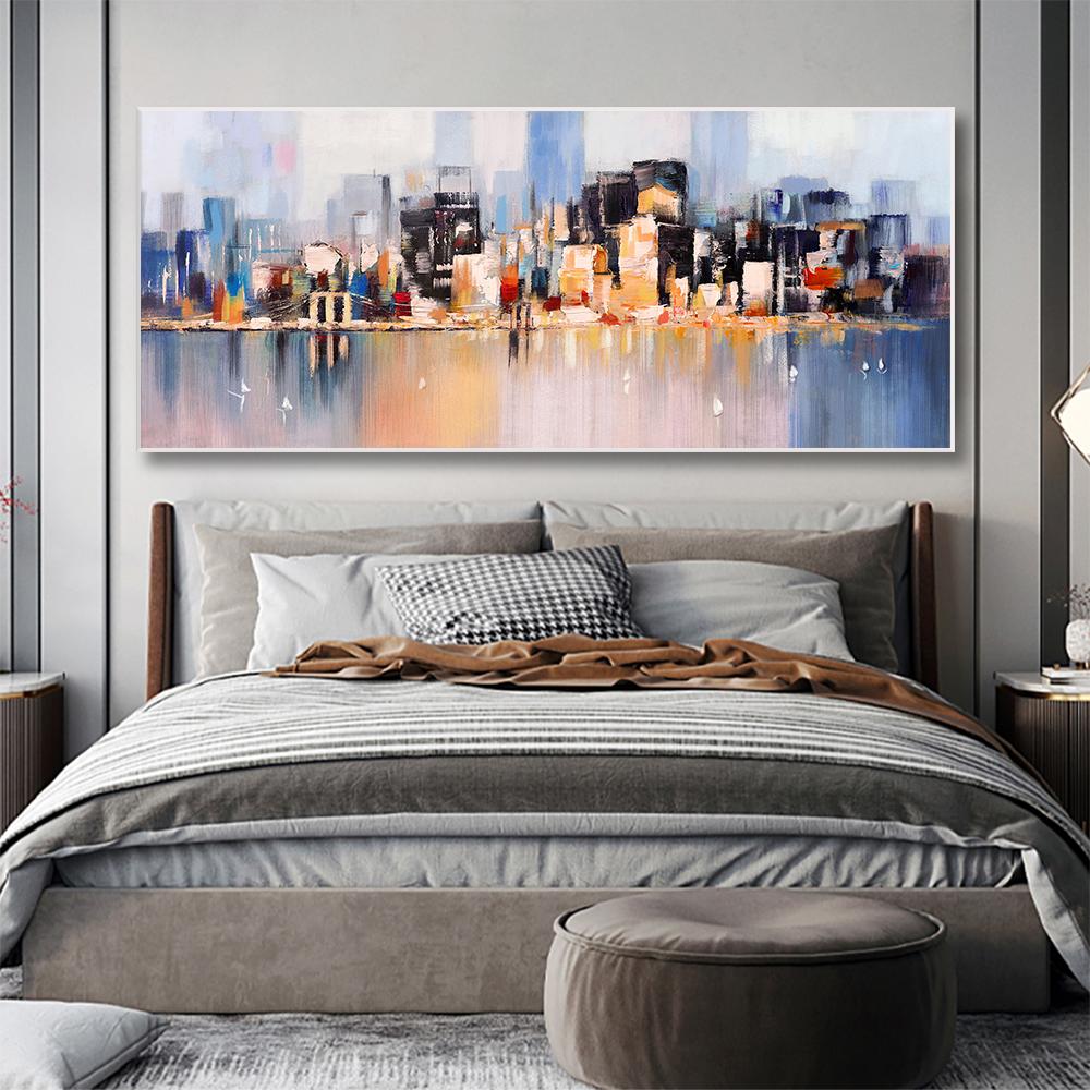 Скандинавский городской пейзаж, репродукция картины маслом, современные холсты, постеры и принты, настенная художественная картина для декора гостиной