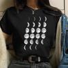 Casual Women's Round Neck T-shirt Lunar Eclipse Printed Women's T-shirt New Eclipse of the Moon Moon Style Women's White T-shirt