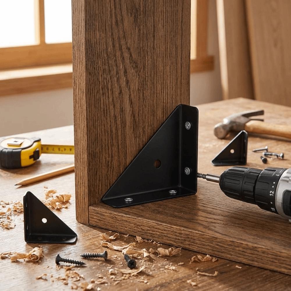 12Pcs L-Brackets Furniture Corner Brace Thick Angle Code Triangle Corner Brackets Cabinet