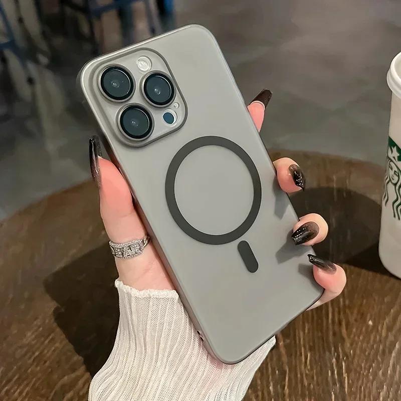 Luxury Ultra Thin For Magsafe Wireless Charge Magnetic Case For iPhone 16e 16 15 14 13 12 11 Pro Max Translucent Skin Hard Cover