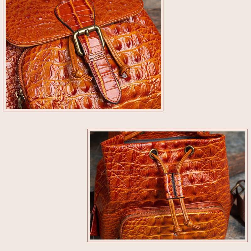 Johnature Винтажный женский рюкзак из натуральной кожи с тиснением под крокодила, многоцелевые дорожные сумки из воловьей кожи для отдыха