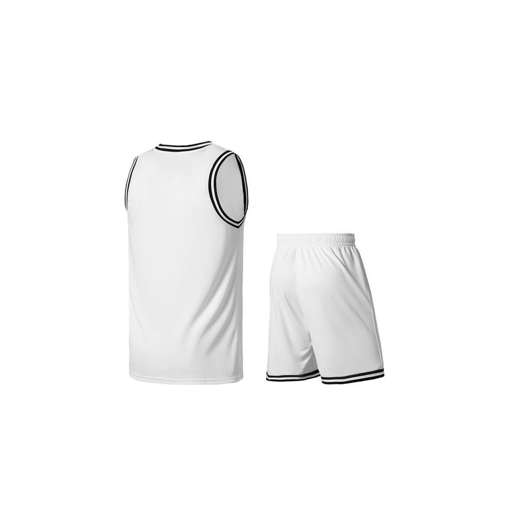 Li Ning Sports Basketball Series Color Block Brand Logo Loose Casual Basketball Suit Men Sportswear White AATT037-3