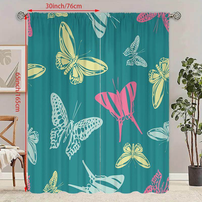 2 шт. - Бабочка - занавеска с принтом - материал полиэстер - для спальни, гостиной, кабинета, занавеска, препятствующая приватности