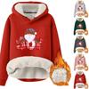 Women's Fashionable Hooded Christmas Print And Fleece Warm Loose Pullover Hoodie