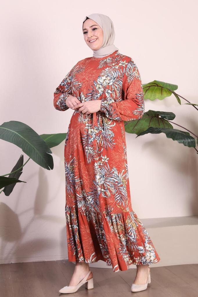 Женское платье большого размера Платье больших размеров Вискозное платье с узором пальмы