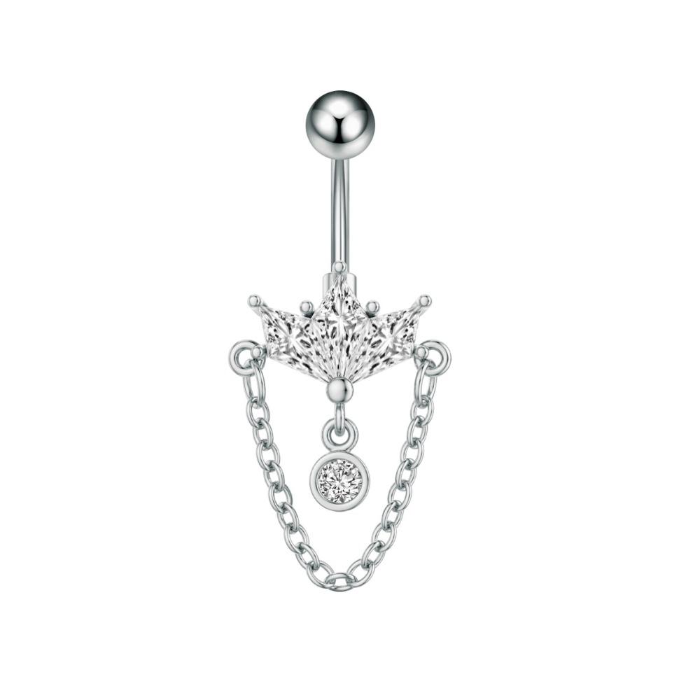 Elegant Crystal Ball Belly Button Rings Copper Shiny Body Jewelry New Gem Navel Piercing  Men