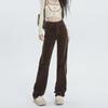 Women's Brown Corduroy Wide-Leg Pants: High-Waist, Retro Mopping Style for Autumn & Winter