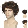 Мужской короткий смешанный блонд коричневый парик Хэллоуин косплей костюм синтетические волосы пушистые вьющиеся парики с челкой высокотемпературное волокно