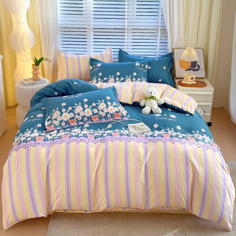 Ins Style Luxury Retro Style Small Fresh Floral Quilt Set Four Piece Bedding Set Student Dormitory Three Piece Bed Sheet Set