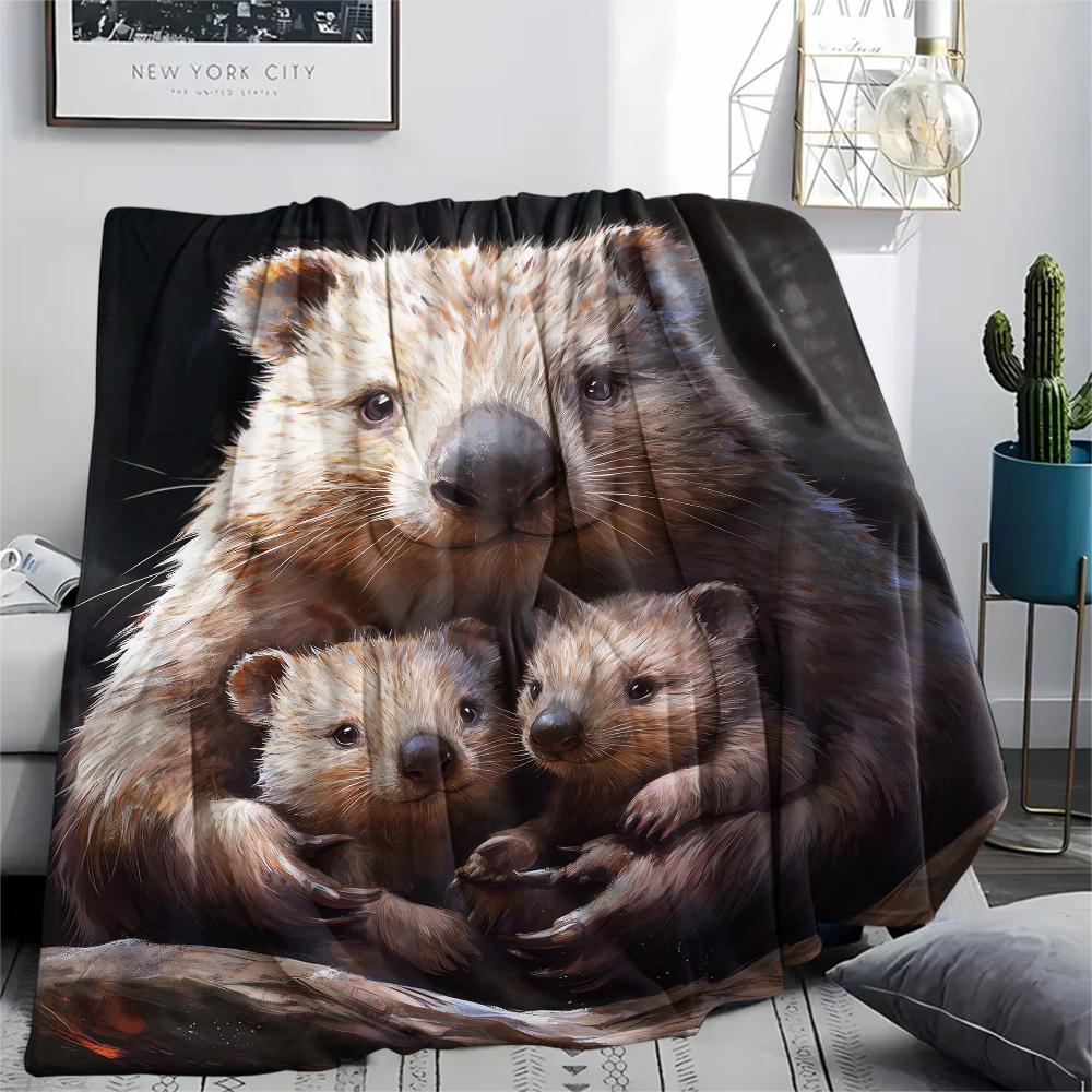 1Pc Eagle Bird Family Print Flannel Blanket, High quality Comfortable for All Seasons, Home Decor, Warmth and Comfort, Perfect for Christmas Gifts