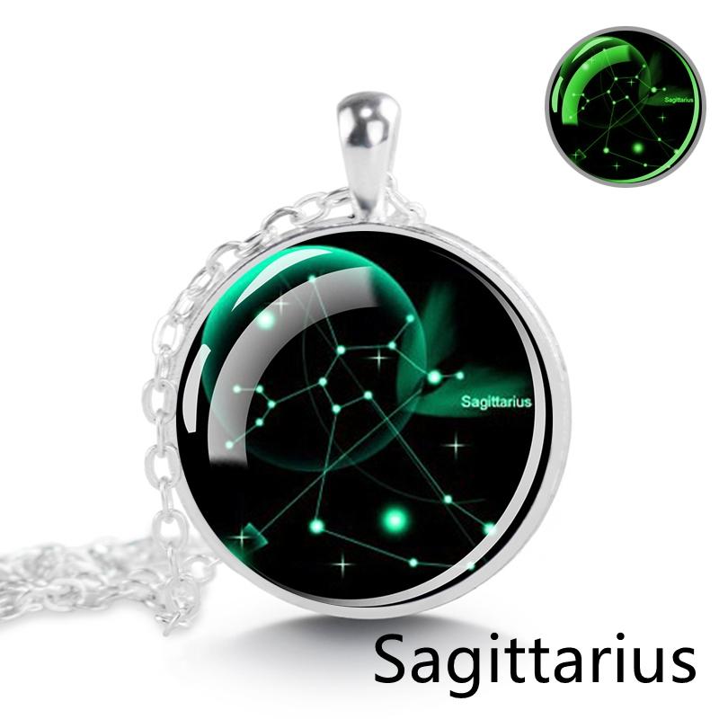 Светящееся в темноте ожерелье созвездия 12 знаков зодиака Рыбы Овен Телец Близнецы Рак Лев стеклянный кулон ожерелье