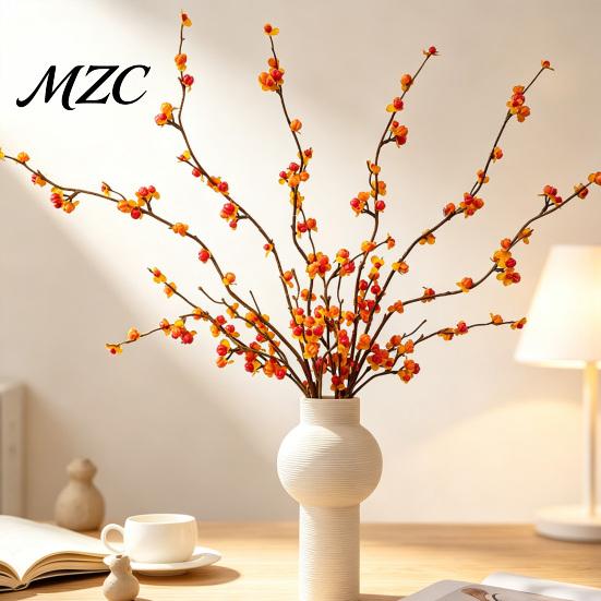 Silk Fall Floral Stems Long Artificial Bittersweet Branches, Berry for Vase, Faux Plants Fade Resistant Flowers Branches Thanksgiving Table