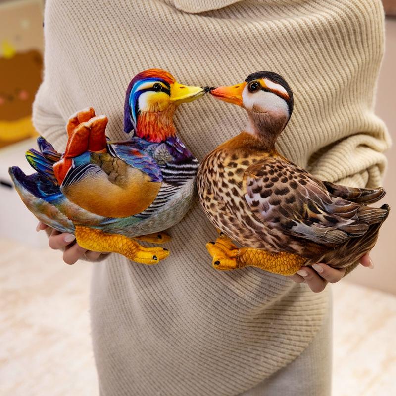 25CM Real Life Colorful Printing Mandarin Duck Plush Toys Stuffed Soft Animal Doll Lovebirds Decoration Birthday Gift