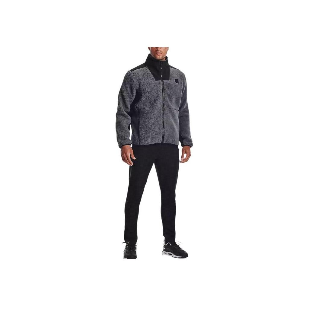 Under Armour Legacy Sherpa Training Color Block Jacket Men Jackets Gray 1357474-012
