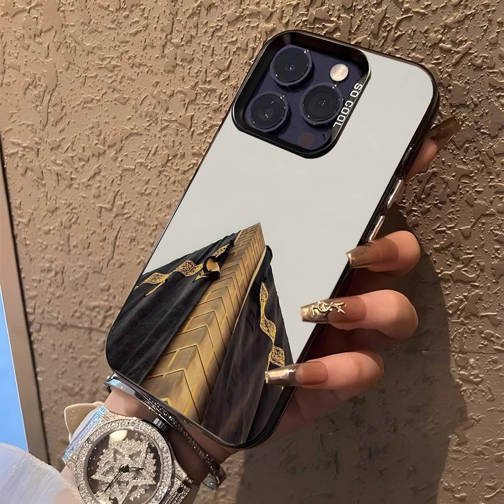 Чехол для iPhone 17,16,15,14,13,12,11,Mini,Pro,E,SE4,XS,MAX с изображением паломников в Мекке, Черный, Ударопрочный, Конфетный, Матовый