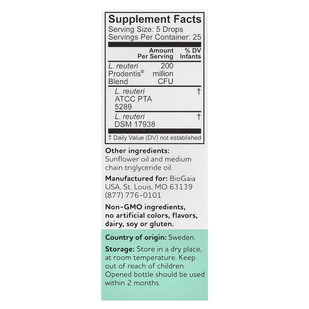 BIOGAIA Prodentis, Пробиотические капли, десны и зубы, 200 миллионов КОЕ, 0,17 жидких унций (5 мл)