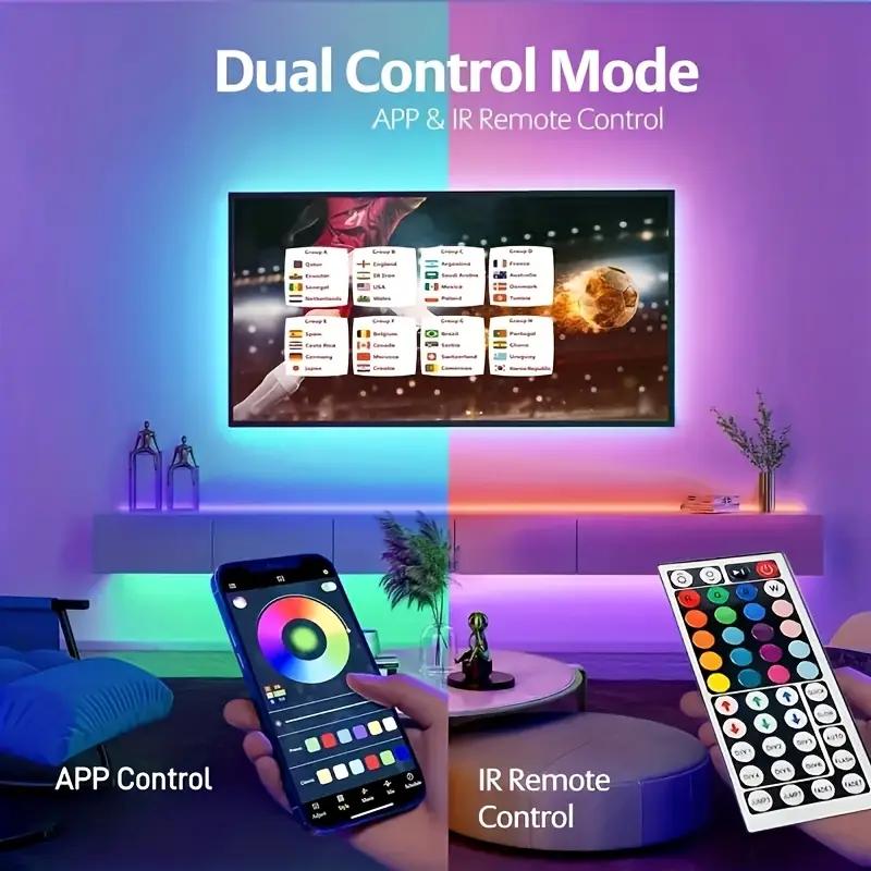 RGB светодиодная лента 1м-40м Светодиодный свет для комнаты с управлением через приложение Гибкая лента Светодиодная лента для декора комнаты спальни