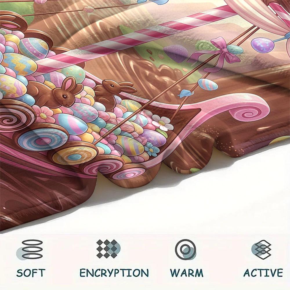 1Pc Easter Egg1 Print Flannel Blanket, High quality Comfortable for All Seasons, Home Decor, Warmth and Comfort, Perfect for Christmas Gifts