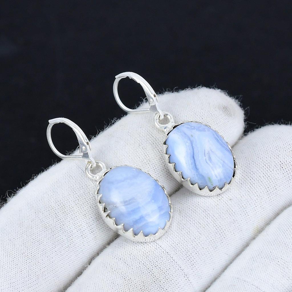 Natural Blue Scheelite Gemstone 925 Sterling Silver Earring, Boho Silver Jewelry Dangle Earrings, Gifts For Party Wear Gifts For Her
