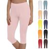 Women's Seamless Hip Lifting High Waist Solid Color Yoga Pants Exercise 3/4 Pants