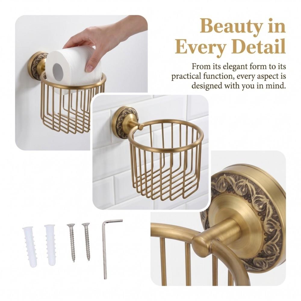 Wall Mounted Toilet Roll Holder Copper Toilet Paper Holder Tissue Holder Bathroom Organization