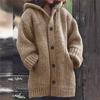 Popular Women's Clothing Medium and Long Sweater New Cardigan Hooded Jacket