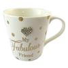 [P1096] - Porcelain Mug 'My Fabulous Friend' Golden Beige