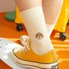 SNOOZY Brown Poodle Dog Face Embroidered Socks (Beige)