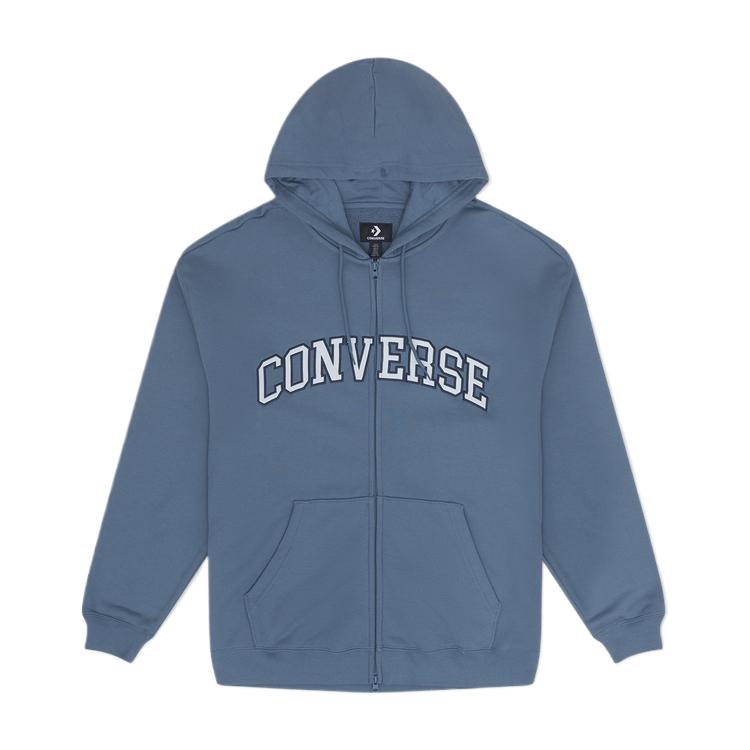 Converse Sweatshirts Men's Blue Hooded Moderate Cardigan 10027083-A05