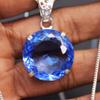 NATURAL London Topaz 925 Sterling Silver Pendant Blue Round 57.80 Ct Gems My-411-k
