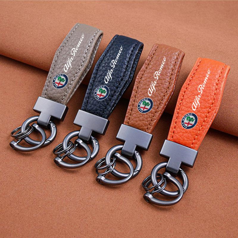 Car Key Chain Luxury Genuine Leather Keychain For Alfa Romeo STELVIO Giulia 159 Giulietta 147 Mito 156 MTO Sportiva Accessories SY1