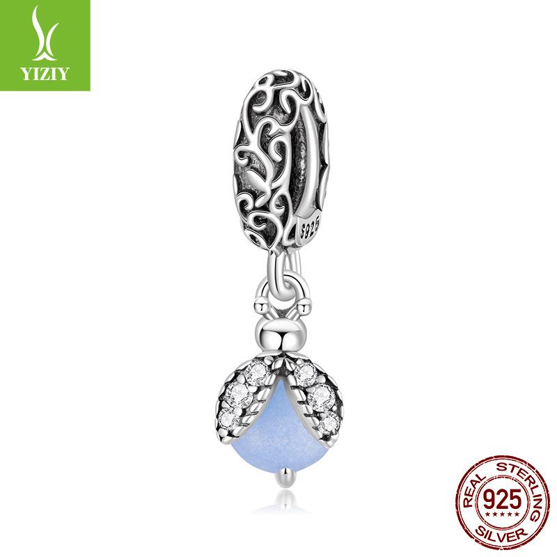 Luminous Stone Firefly Diy Pendant Accessories, Mori S925 Sterling Silver Luminous Insect Beads.
