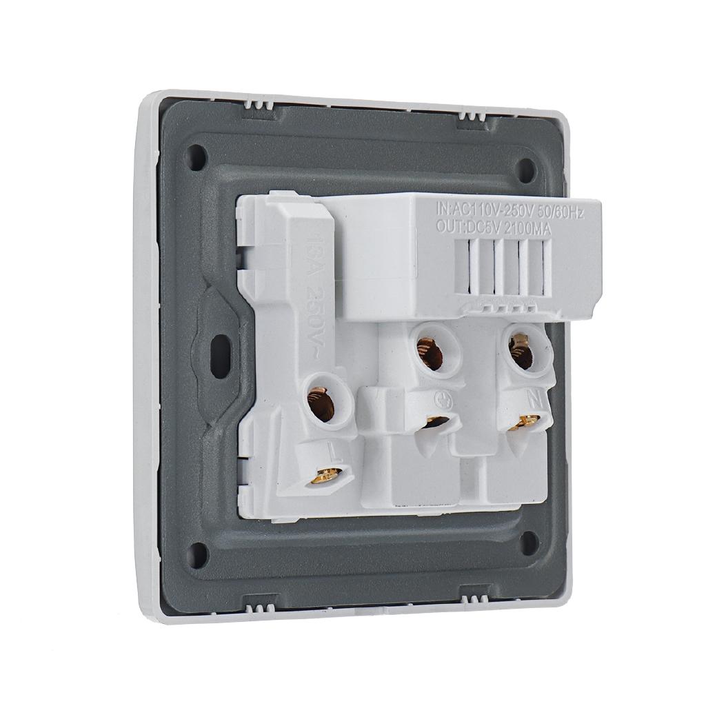 Настенная розетка 2 USB Порт Адаптер питания Выходная панель Электрическая розетка Домашняя фурнитура Зарядное устройство Ударопрочная Легкая установка 8,6x8,6 см