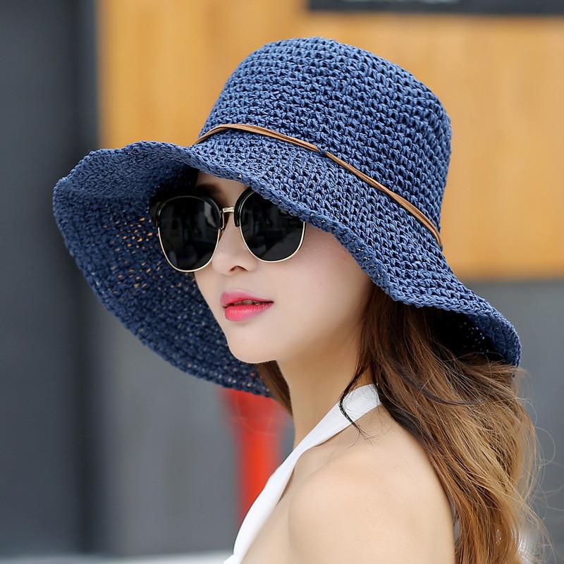 Handwoven Straw Hat For Women With Large Brim Summer Sunshade Foldable Sun Hat For Beach And Outdoor Use