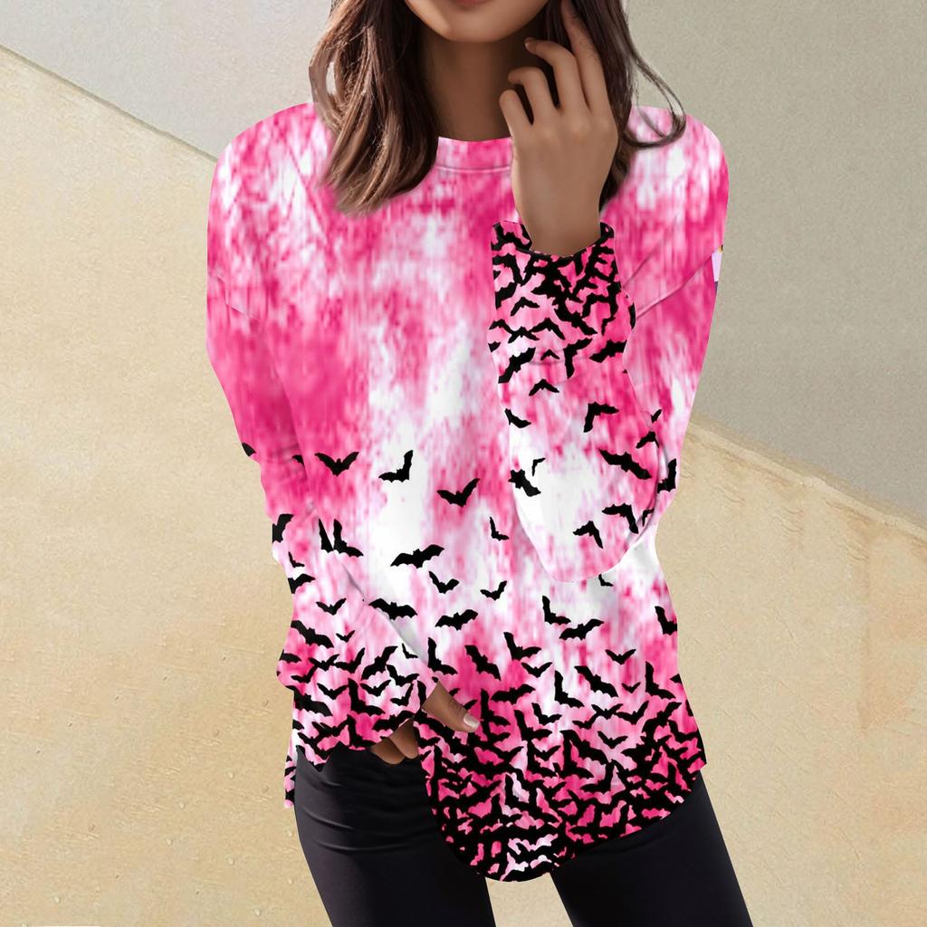 Женский повседневный модный пуловер с длинным рукавом и круглым вырезом с принтом