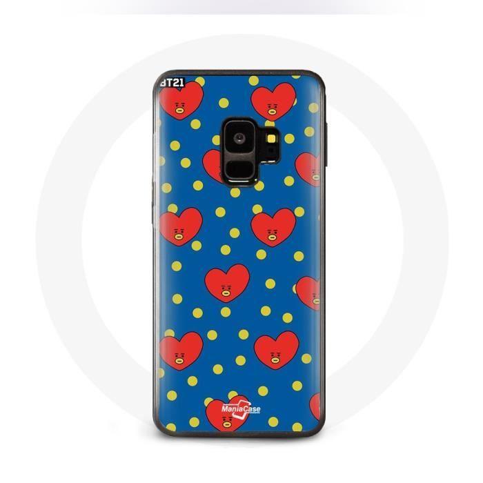 Coque pour Samsung Galaxy S9 BTS Bangtan Garçons BT21 TATA de V Fond Bleu